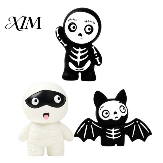 Interactive Dog Toys for Anxiety Relief Latex Skeleton Toy, Halloween Squeaky Chew Mummy Festive Holiday Pet Photo Props Bat Shapes, Toy Aggressive