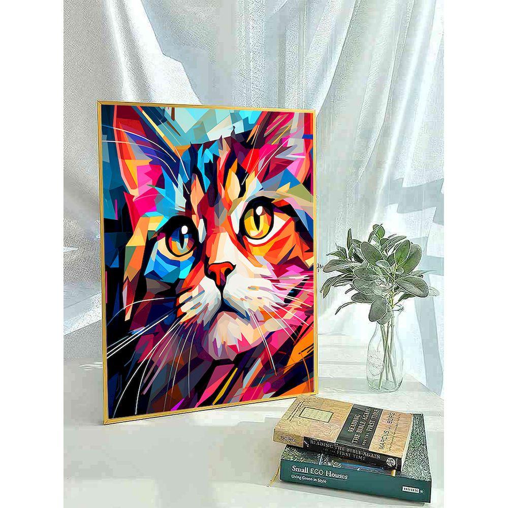 CHENISTORY Paint By Numbers Colorful Cat Animal Acrylic Drawing Canvas Wall Art Oil Painting By Numbers DIY Home Decoration