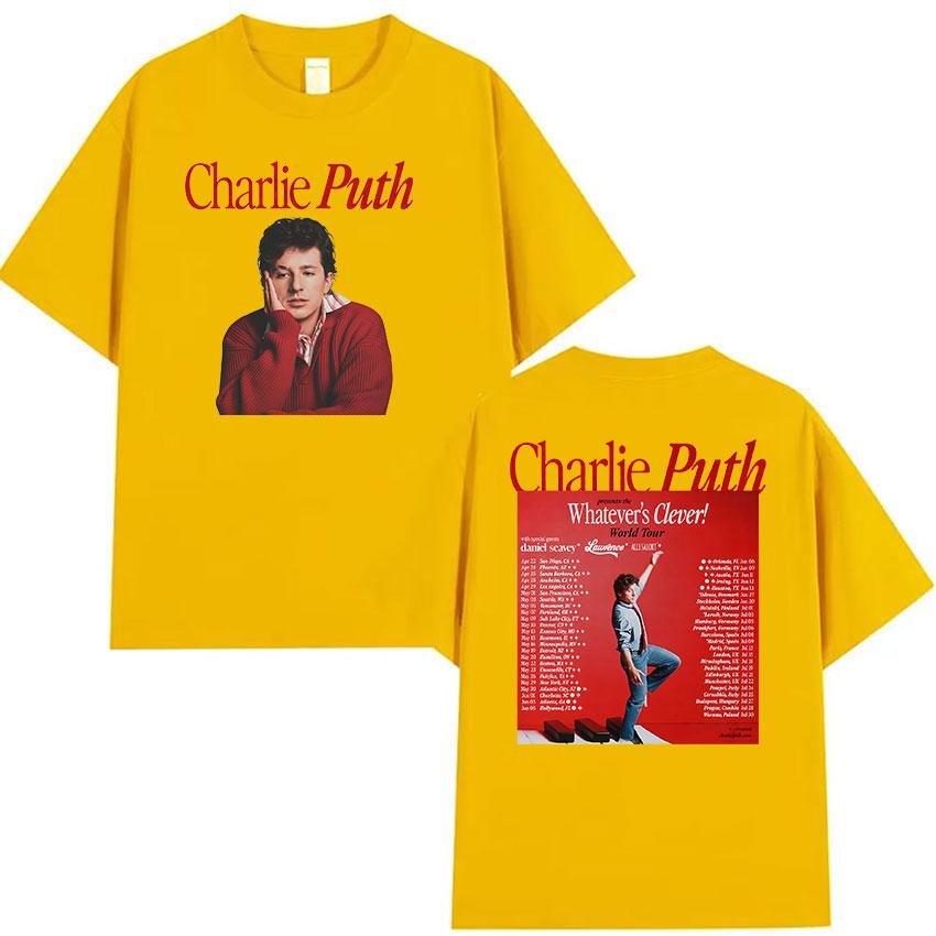 Charlie Puth Whatevers Clever World Tour 2026 Merch T-Shirt Unisex Hip Hop Oversized Baumwoll-T-Shirts Vintage Hochwertiges T-Shirt