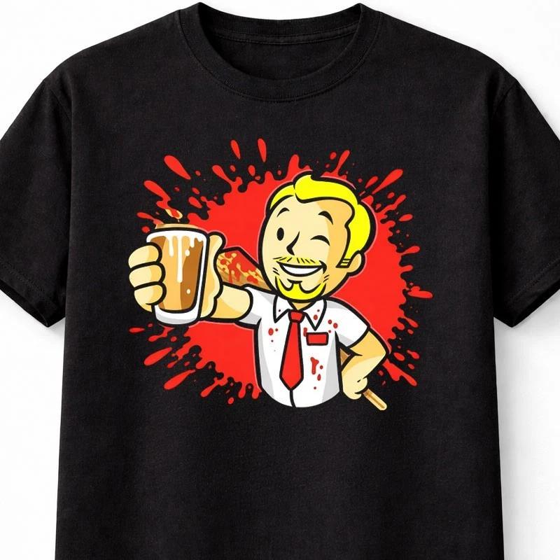 Shaun of the Dead Vault Boy Fallout Zombie Pub Graphic Unisex T Shirt S 5XL S
