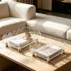 Acrylic Table Napkin Holder for Dining Table, Coffee Table, or Breakroom Table, Clear Direct Access Tray with Raised Base Profile Indoors