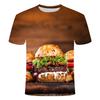 Summer Round Neck 3D Burger Print Top Fashionable Casual Fun Short Sleeved Men's and  Women's Unisex T-shirts