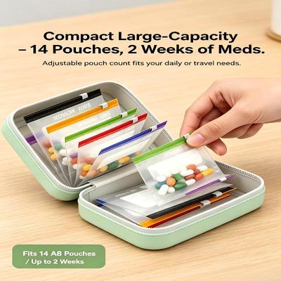 Waterproof Pill Pouch Set 7pcs/14pcs Bags Inside A8 Waterproof Pill Organizer Set Meds & Medicine Crush-Resistant Shell