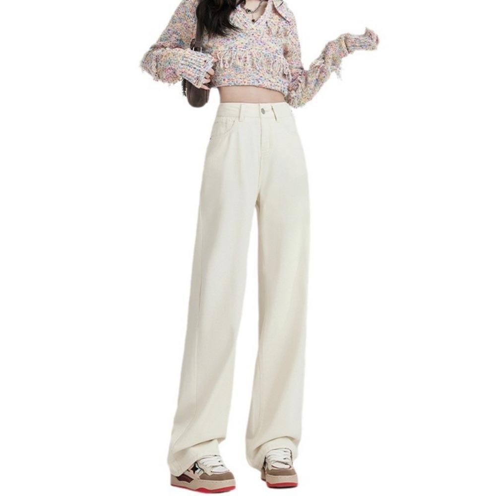 Casual versatile wide-leg jeans women's autumn and winter new temperament fashionable high-waisted and thin straight floor pants