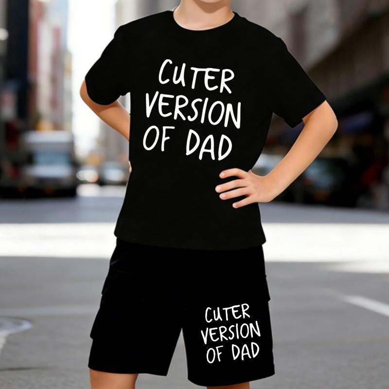 

Boys 2 Piece Fun Letter Printed Outfit, Short Sleeve T-Shirt and Shorts Set for Kids Age 5-14,Black and White Sporty Casual Summer Clothes 5-6 Years чёрный