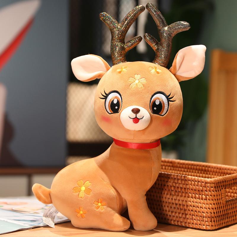 

Cute sika deer doll deer doll plush toy sleeping pillow for girls rag doll birthday gift 33Cm