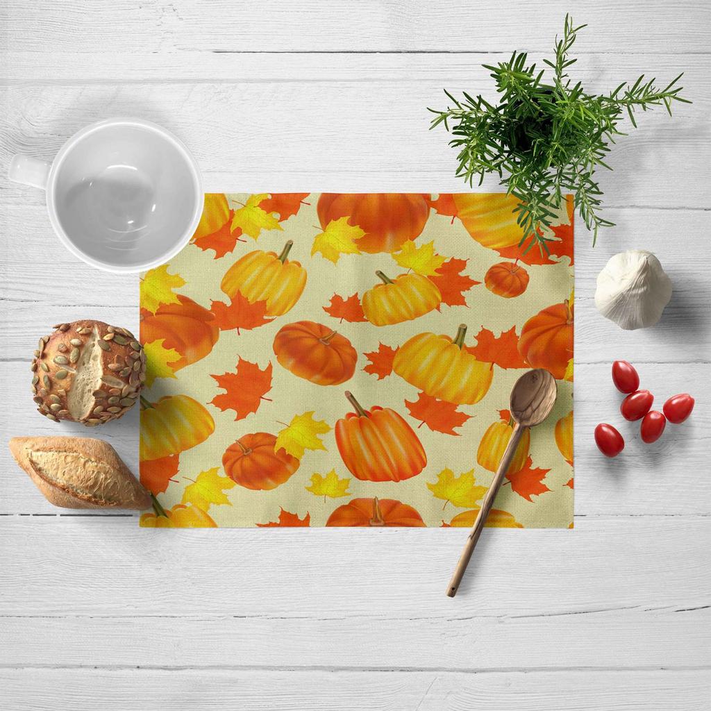 Thanksgiving Printed Linen Placemat, Holiday Decorative Placemat