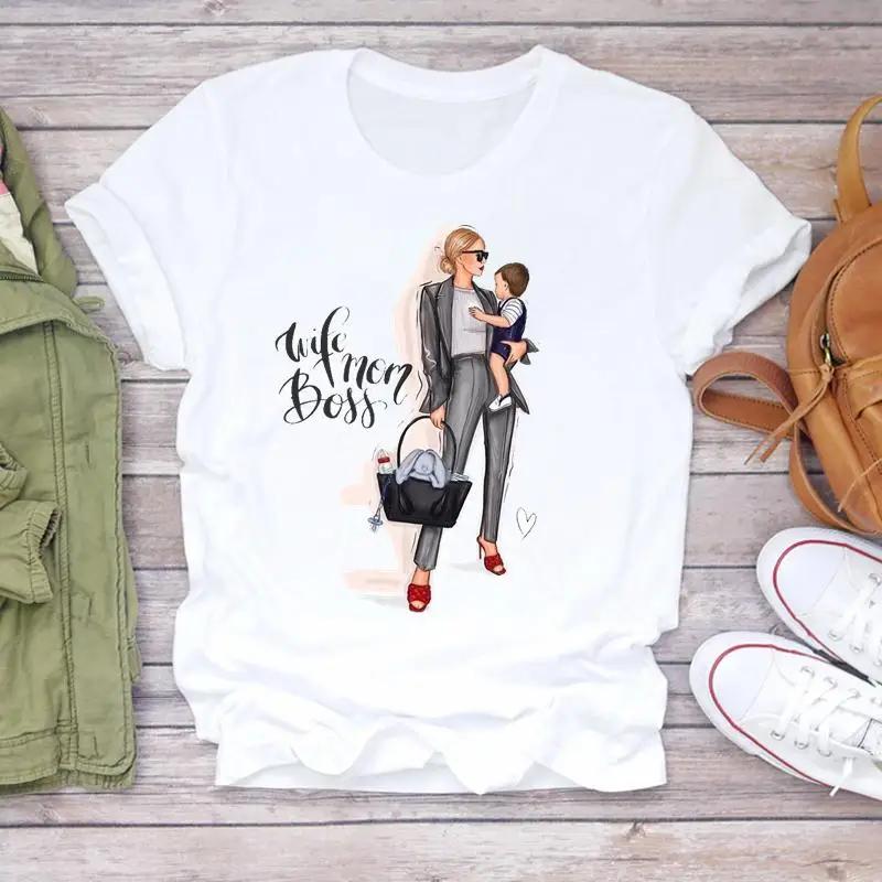 Mama Girl Graphic Print Women T Shirt Casual Harajuku Y2K Tops Tee Crewneck Short Sleeve Lady Clothes