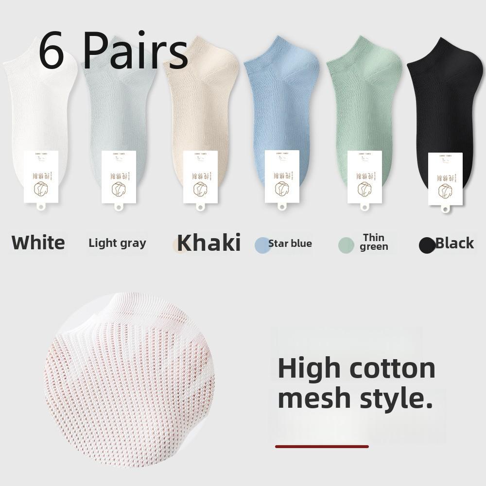 6 Pares Meias Femininas de Verão de Malha Ultrafinas Sem Costura Absorventes de Suor Calcanhar Que Não Desliza