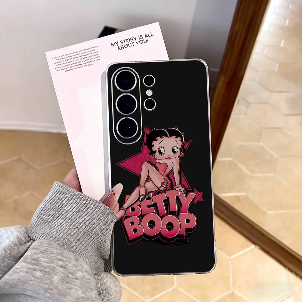 B-Betty Cute B-Boop Phone Case For Samsung S25,S24,S21,S22,S23,S30,Ultra,S20,Plus,Fe,Note,10,9,5G Transparent Cover