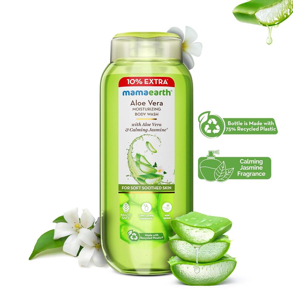 Mamaearth Aloe Vera Moisturizing Body Wash 275 Ml Pack of 1 With Calming Jasmine Fragrance For Soft Skin