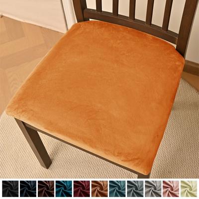Velvet Dining Chair Cover Soft Elastic Chair Cushion Cover Dust-proof Solid Color Chairs Protector Slipcover
