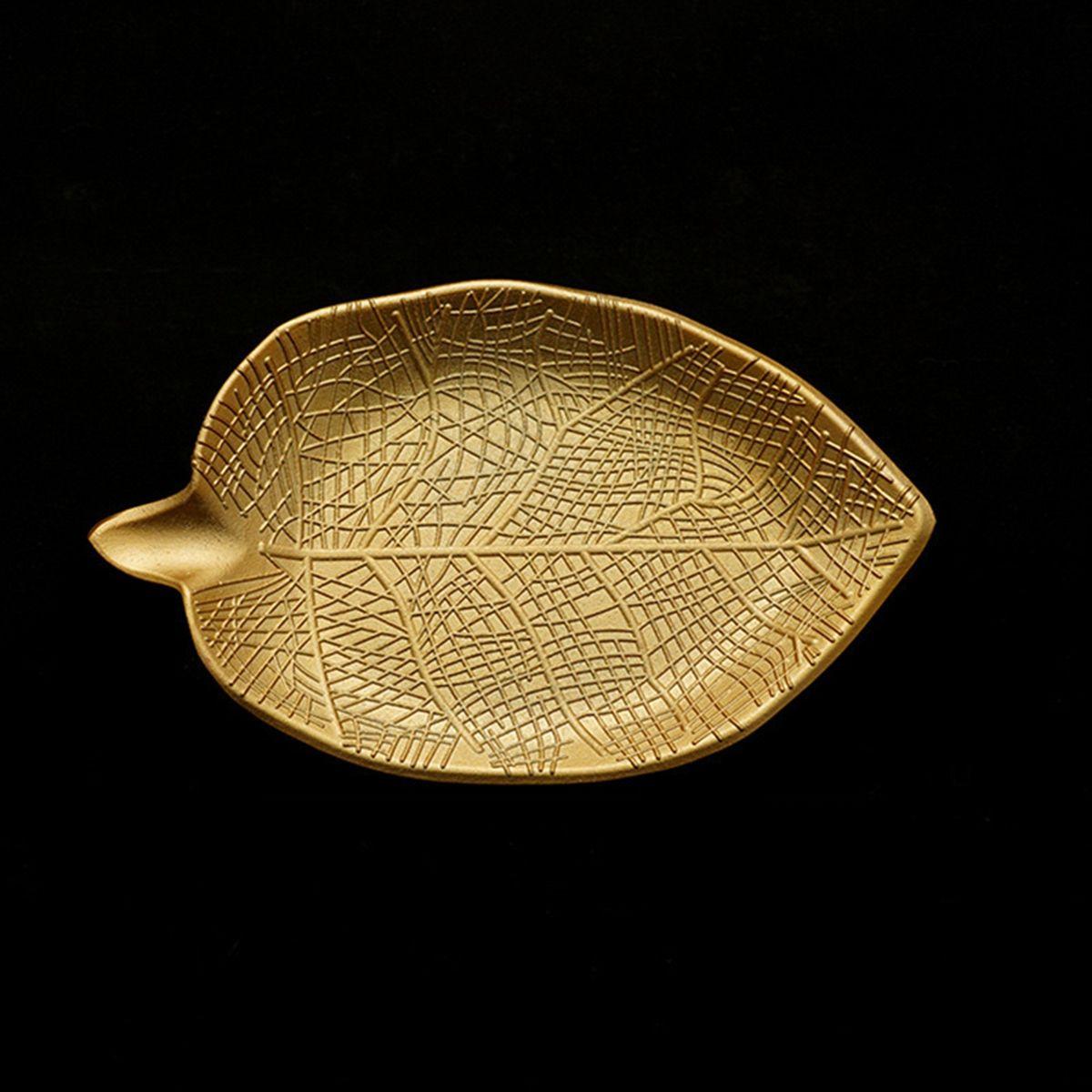 

Organizer Pineapple & Leaf Shaped Gold Jewelry Storage Tray Serving Tray Dessert Shelf Fruit Rack L-Style-C Leaf