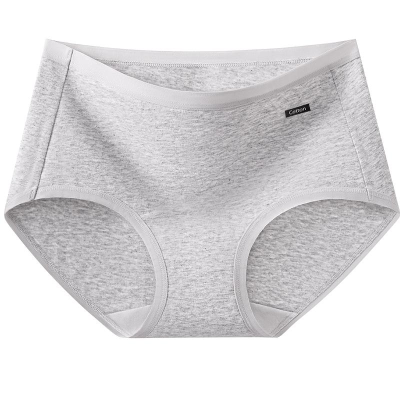 Большой размер Девочки Весна и Осень Хлопок Антибактериальные С удлиненной ластовицей Бесшовные Трусы M серый