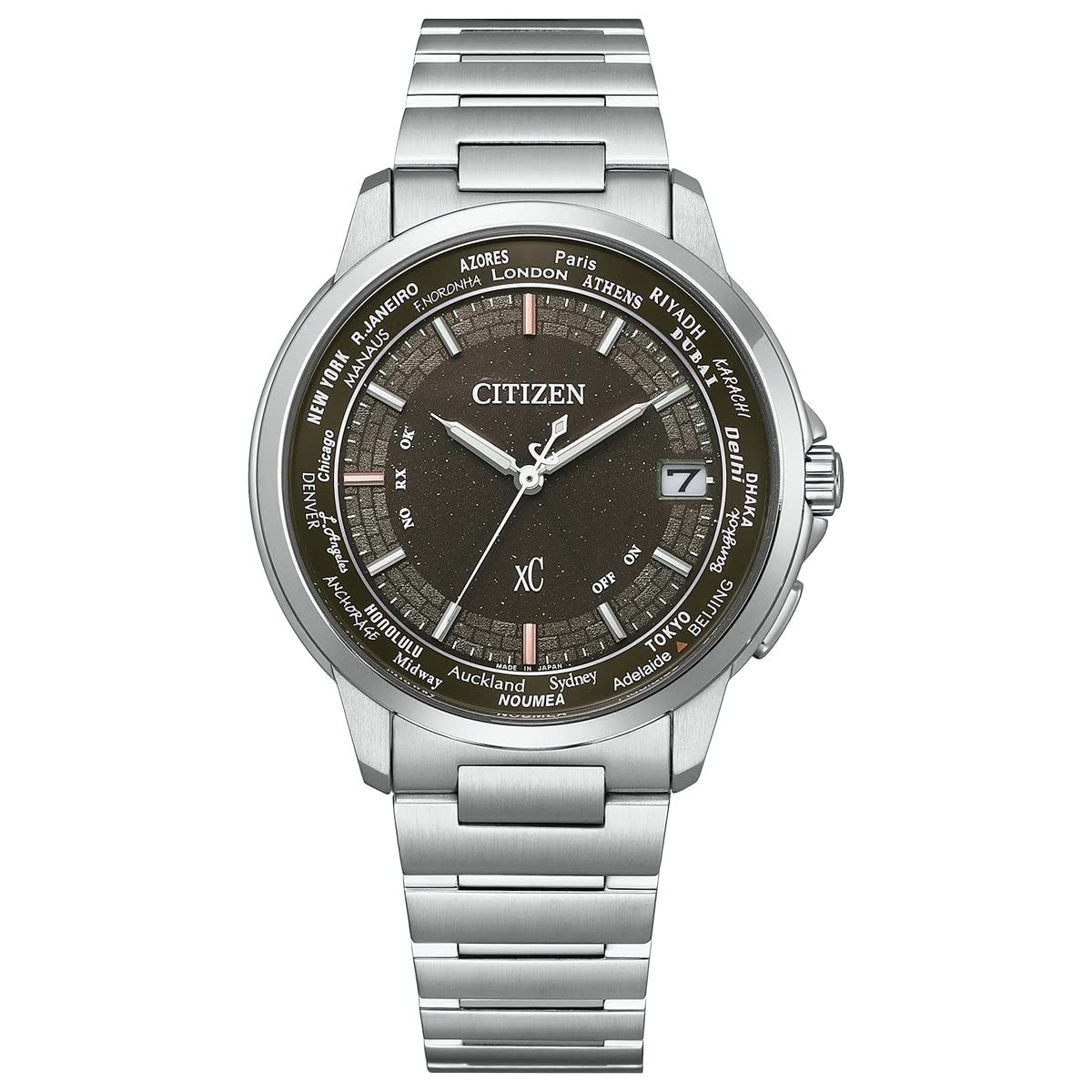 

Радіогодинник Cross Sea, водонепроникна обмежена пара, коричневий срібний [Citizen] Eco-Drive CB1020-62H для чоловіків срібний