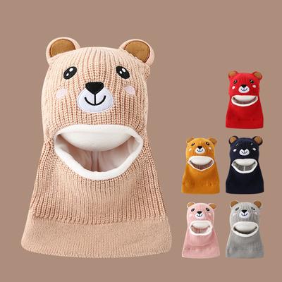 Baby Mütze Schal integrierte Mütze Winter warm verdickt gestrickte Ohrenmütze niedlich super niedlich Jungen und Mädchen Wollmütze