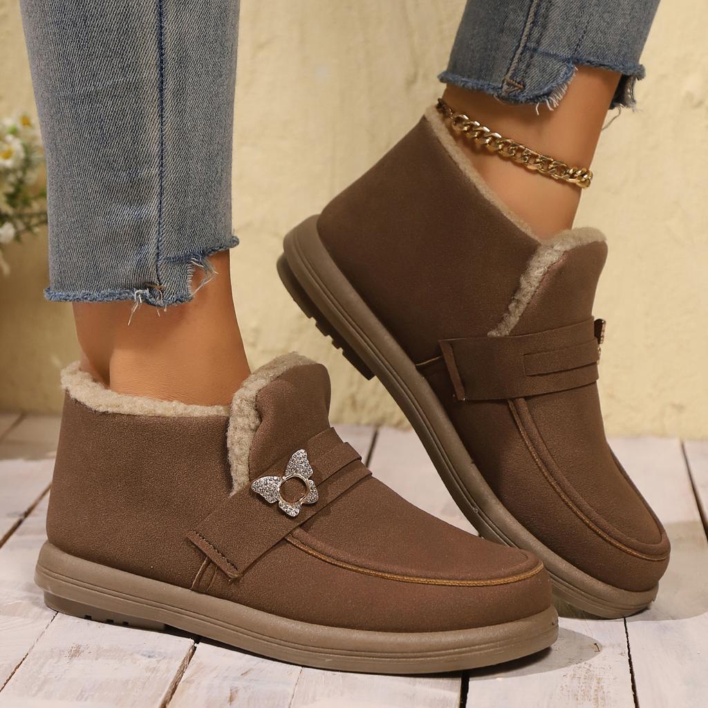 Warm Mom Winter Plush Thick Bean Shoes Soft Bottom Anti Slip Cotton Boots Versatile Cotton Shoes for Women