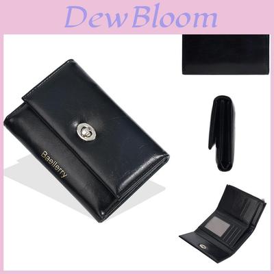 Pu Material Women Wallet Card Holder With Three Fold Design And Solid Color For Daily Use