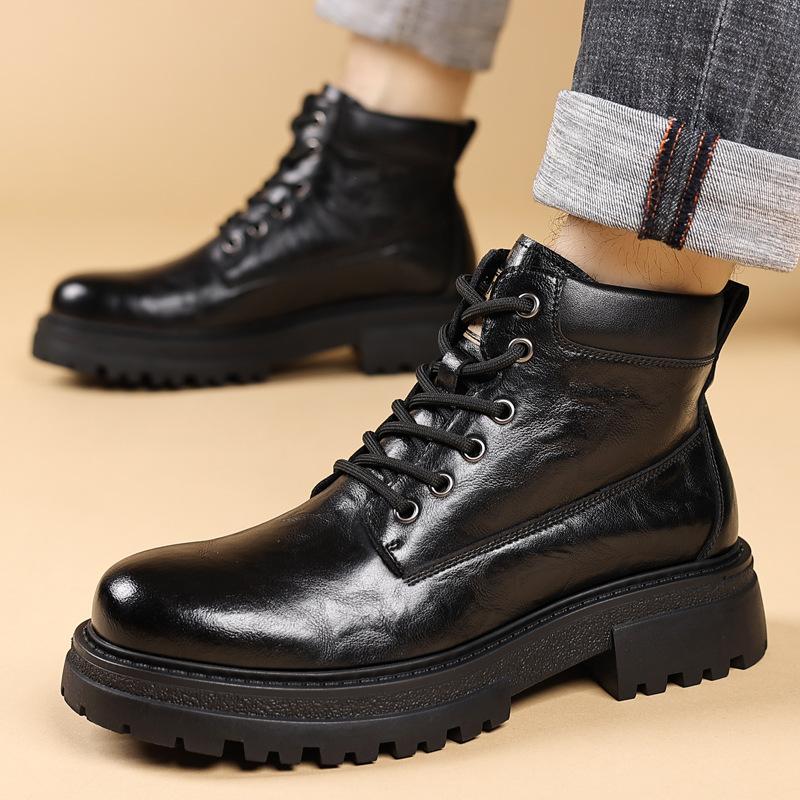 Men's shoes Winter cotton boots Outdoor tooling boots Fleece thermal high-top Martin boots Casual leather shoes
