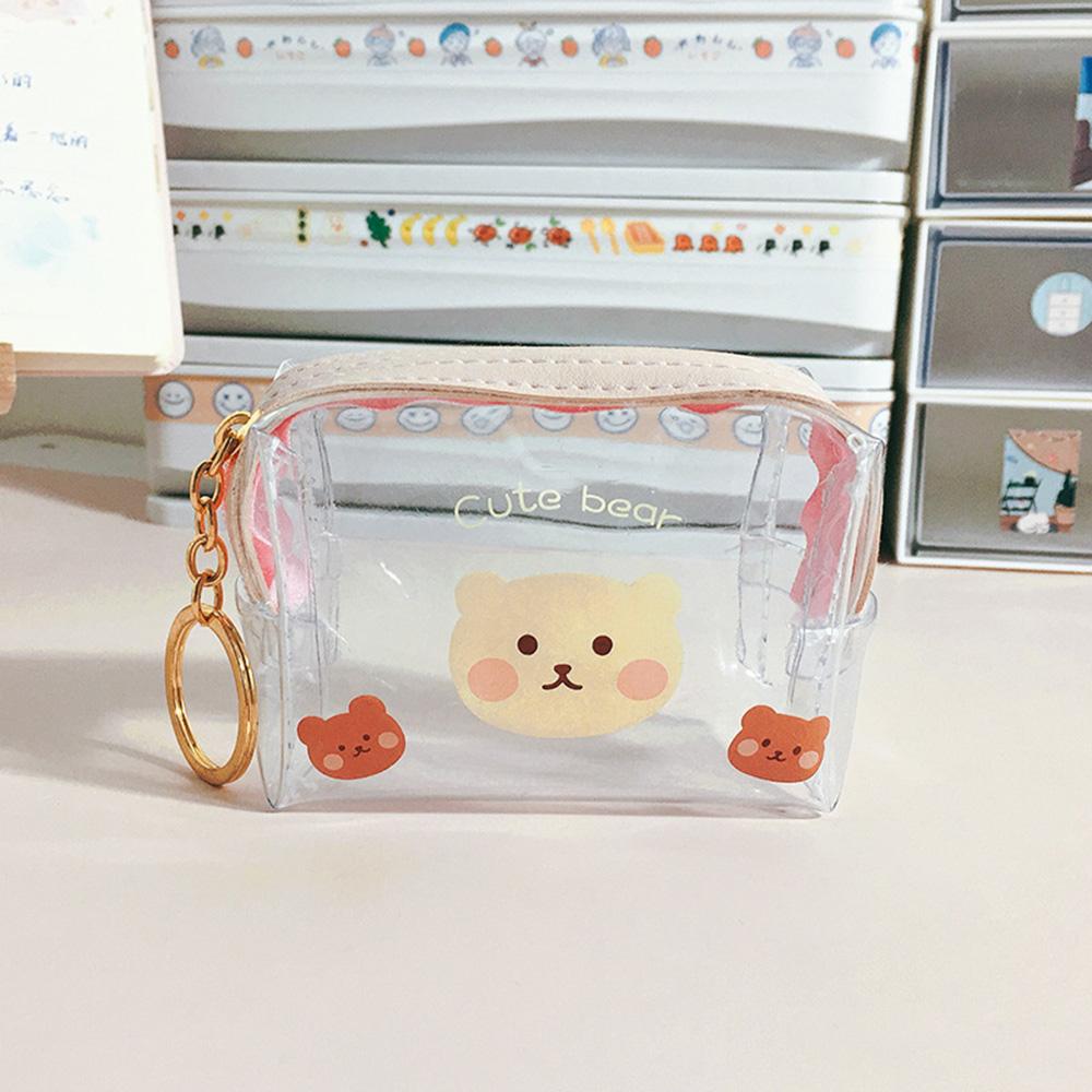 Kreative Bären Transparente Mädchen Münzbörse Kinder PVC Reißverschluss Kleingeldbörse Damen Mini Lippenstift Geldbörse Kaninchen Schlüsselkarten Tasche
