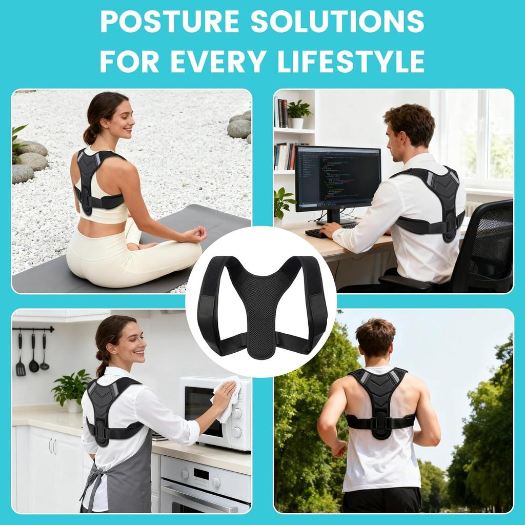 1pcs Posture Corrector for Men & Women, Adjustable Back Brace & Straightener for Office, Home & Daily Use, Relieve Back Pain