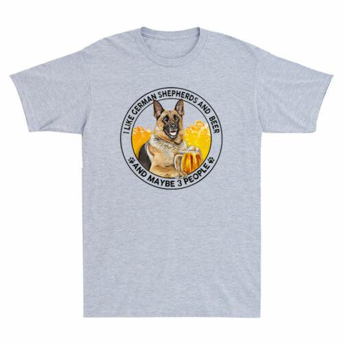 I Like German Shepherds And Beer And Maybe 3 People Circle Vintage Men s T-Shirt M