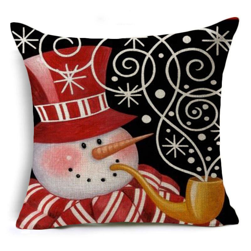 Christmas Merry Christmas Snowman Linen Pillow Case Office Cushion