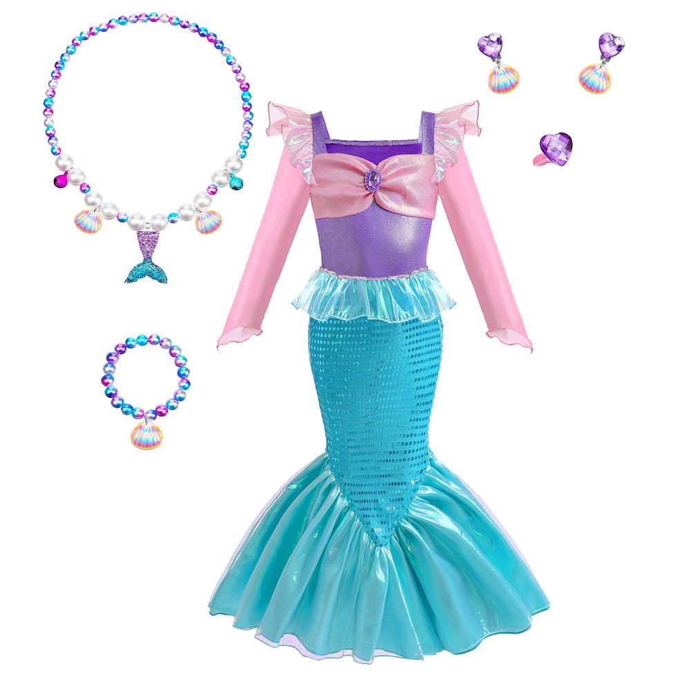 Дитячий костюм косплею русалки, костюм для рольових ігор для дівчаток, костюм для карнавалу, Хелловіну, дня народження, літня сукня принцеси
