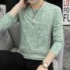 Mens Casual Geometric Print Long Sleeve Round Neck T Shirt