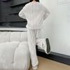 Ladies' Fashionable Warm Top Casual Cotton Pants Home Solid Color Pajamas Set
