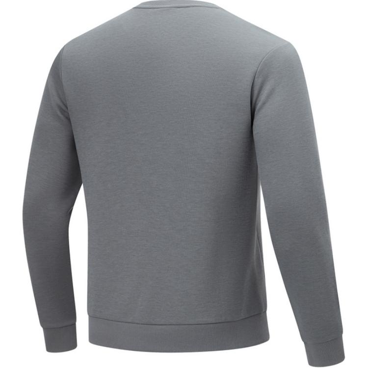 Li Ning Fitness Series Logo Casual Comfortable Round Neck Long Sleeve Sweatshirt Men Sweatshirt Shadow-Gray AWDU397-4