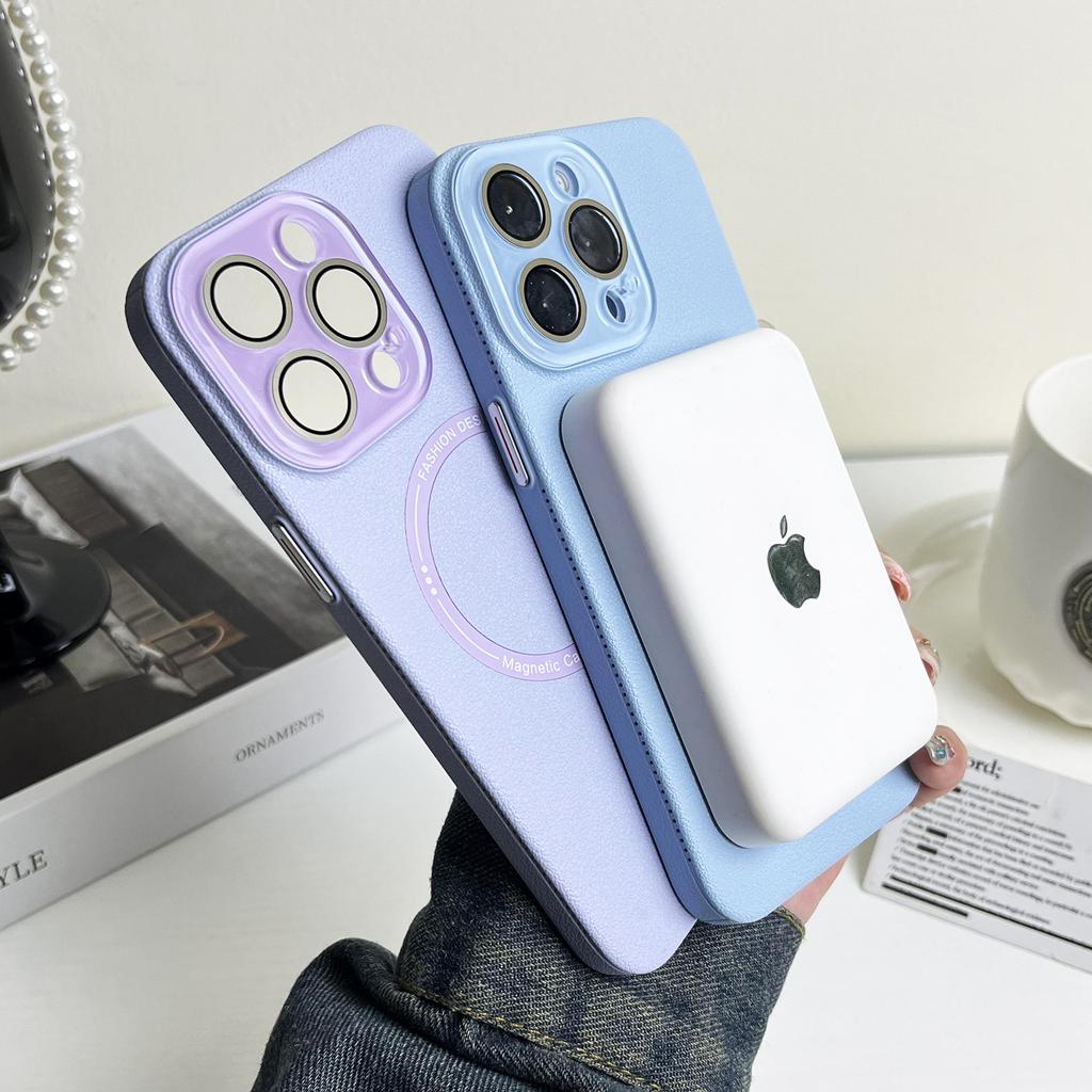 Lychee Skin Pattern for IPhone 15 Mobile Phone Case for IPhone 14 Promax Magnetic 13 Crystal Lens All-inclusive Anti-fall