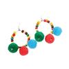 Pompom Earrings Women's Long Personalized Colored Hairball Stud Earrings Vintage Bohemian Vacation Fringed Earrings
