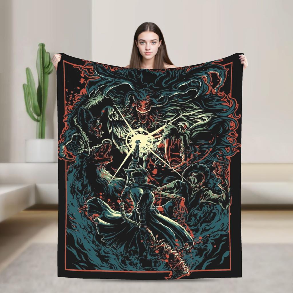 Bloodborne Dark Souls Decke Warm Weich Bedruckte Plüschdecke für Mädchen Jungen Sofa Stuhl Flanell Tagesdecke Bettbezug