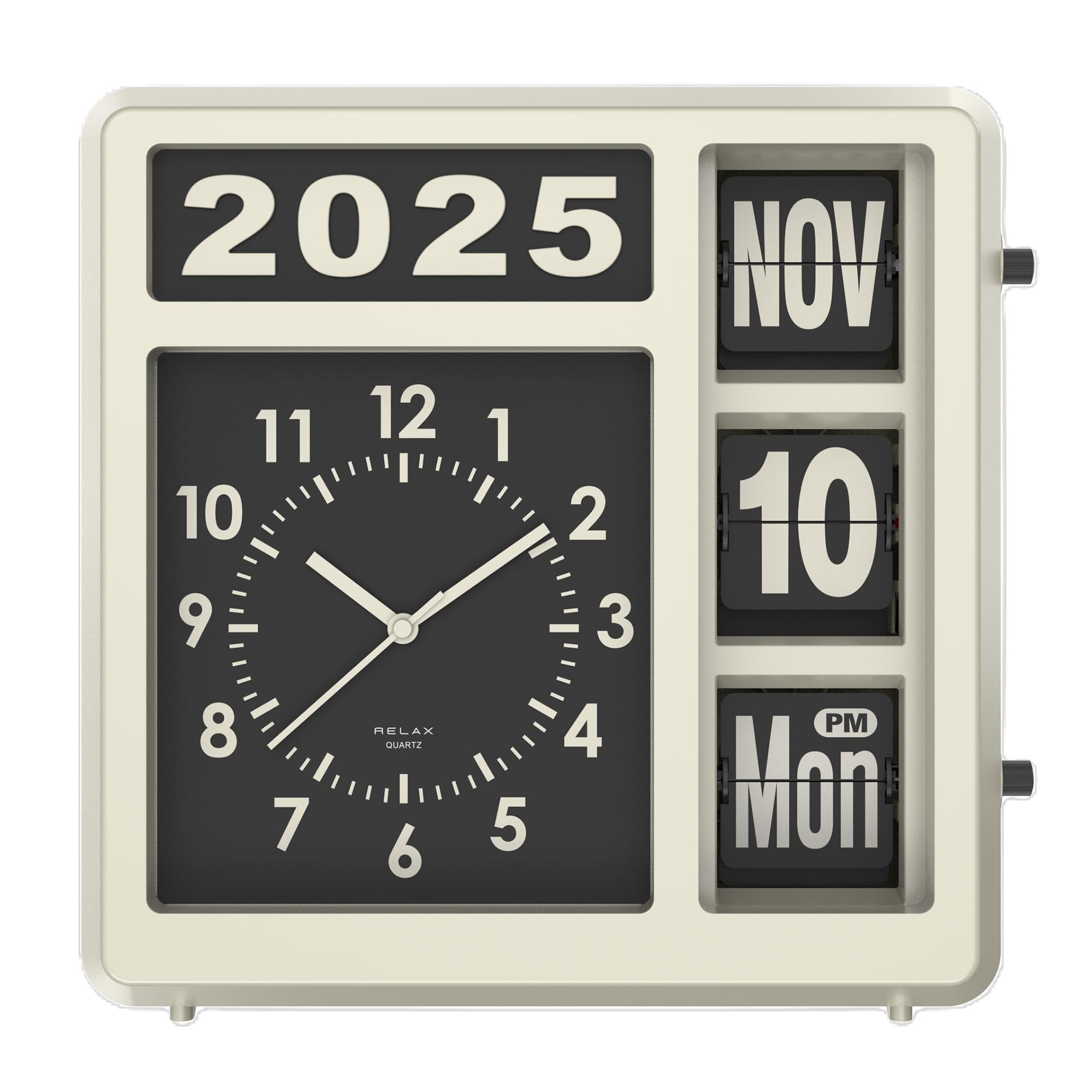 

RELAX Flip Calendar Retro Analog Silent Automatic Manual Day of the Integrated Table Wall Interior Decor Clock, Style, Display, Operation, Switching,
