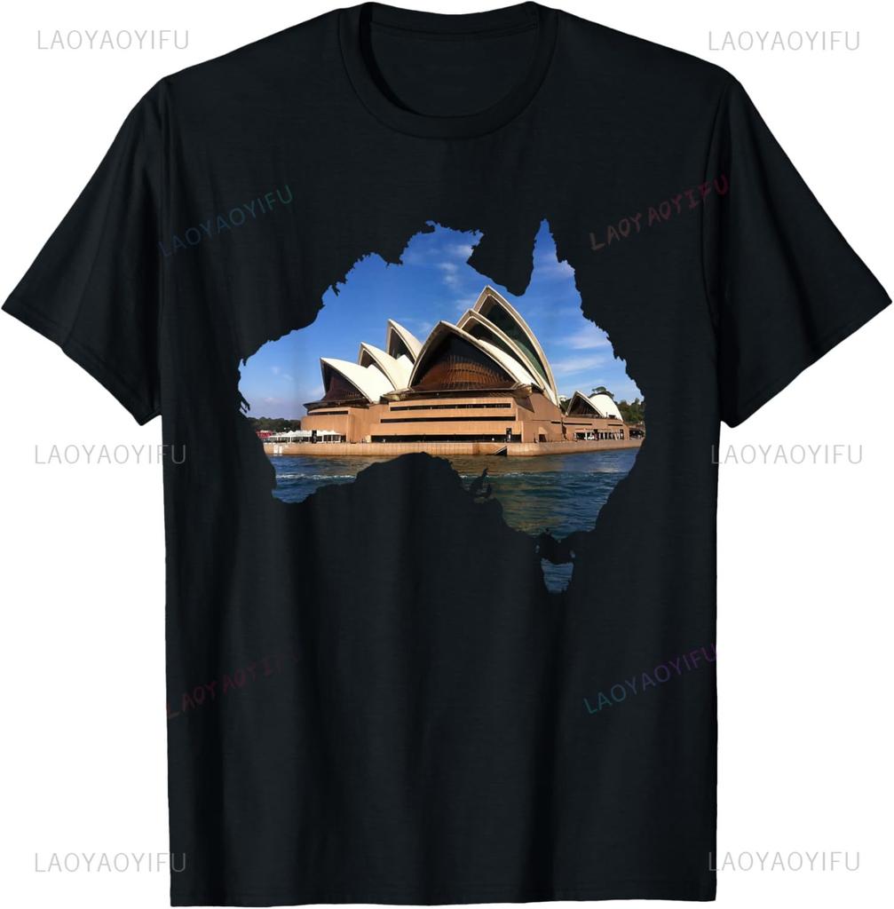 Australia T-Shirt Sydney Opera House Australian Souvenir Tee Print Original Design Gifts T Shirts Mens Clothing Camisas