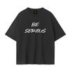 MZKJ Be Serious T‑Shirt and Kids Shirt | Bold Handwritten Statement Minimalist Oversized Black Tee