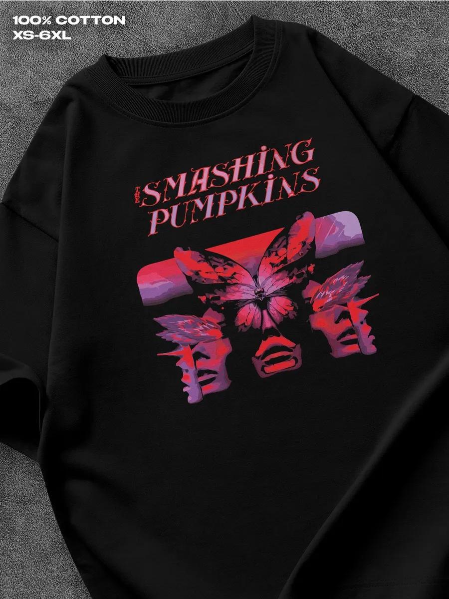 black T‑shirt The Smashing Pumpkins Mens Tshirt Womens Tshirts with Letters Print Short Sleeves T-Shirt Casual Street Tee Shirt Top L