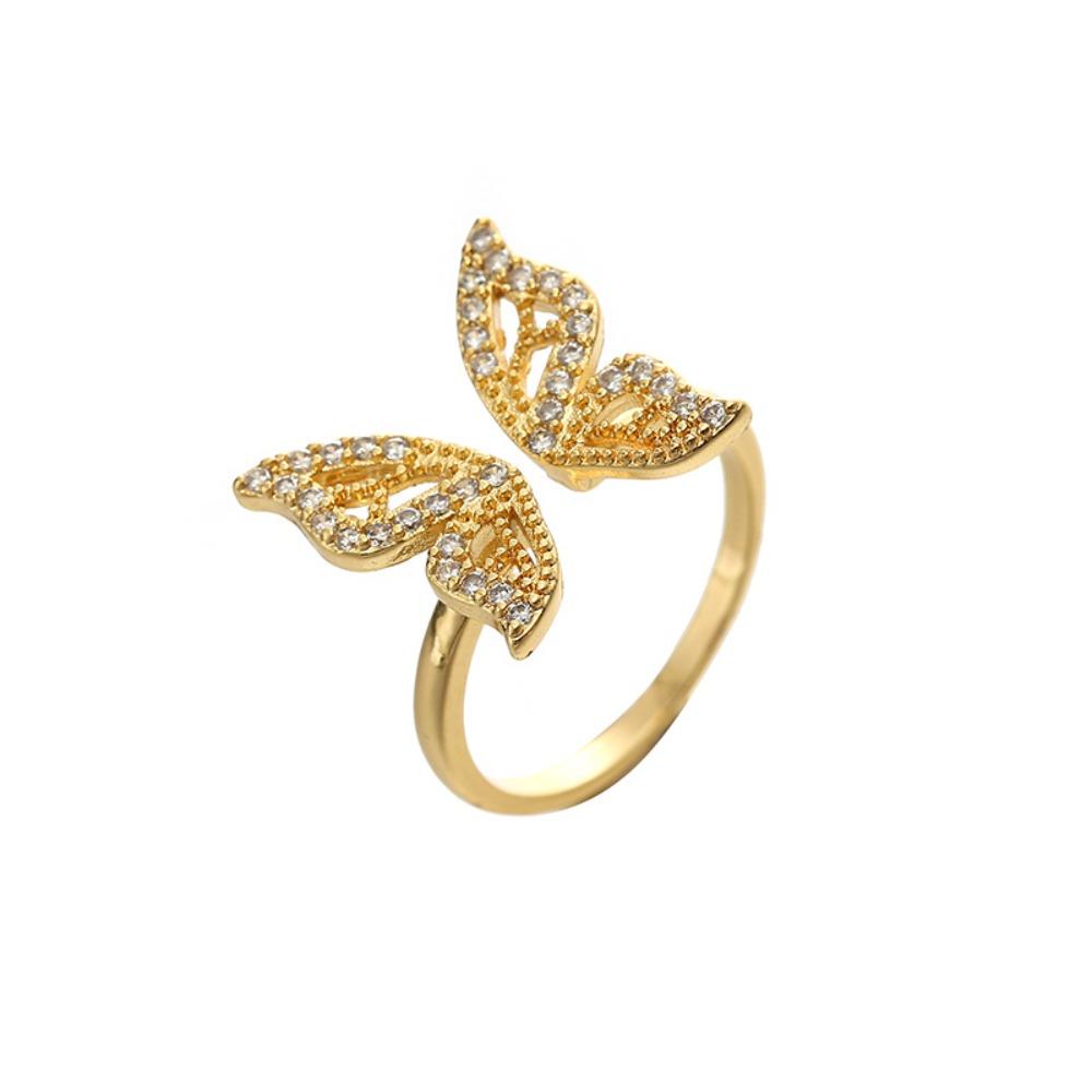 Zircon Rotatable Butterfly Anxiety Rings For Women Gold Color Anti-Stress Fidget Spinner Ring Aesthetic Jewelry