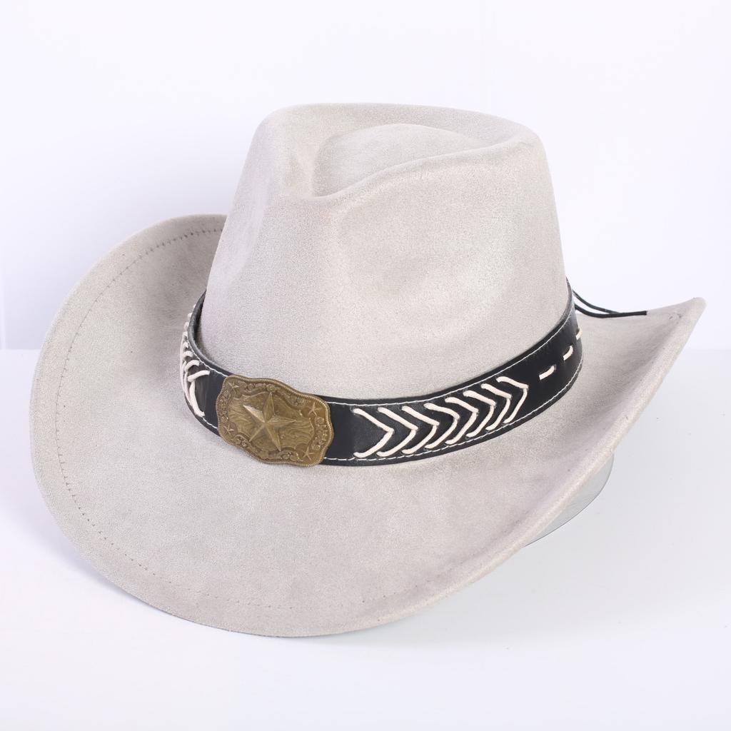 Beliebter europäischer und amerikanischer klassischer Wildleder Western Cowboyhut für Herren und Damen Mode LO Stil Herzförmiger Cowboyhut