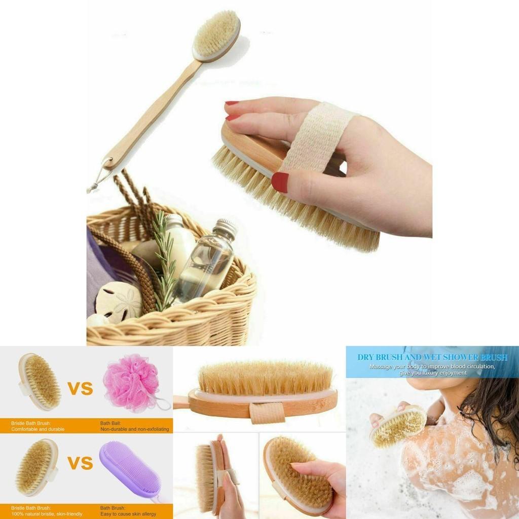 Luxuriöser Dusch-Rückenwäscher mit Naturborsten und langem Holzgriff für glatte Haut