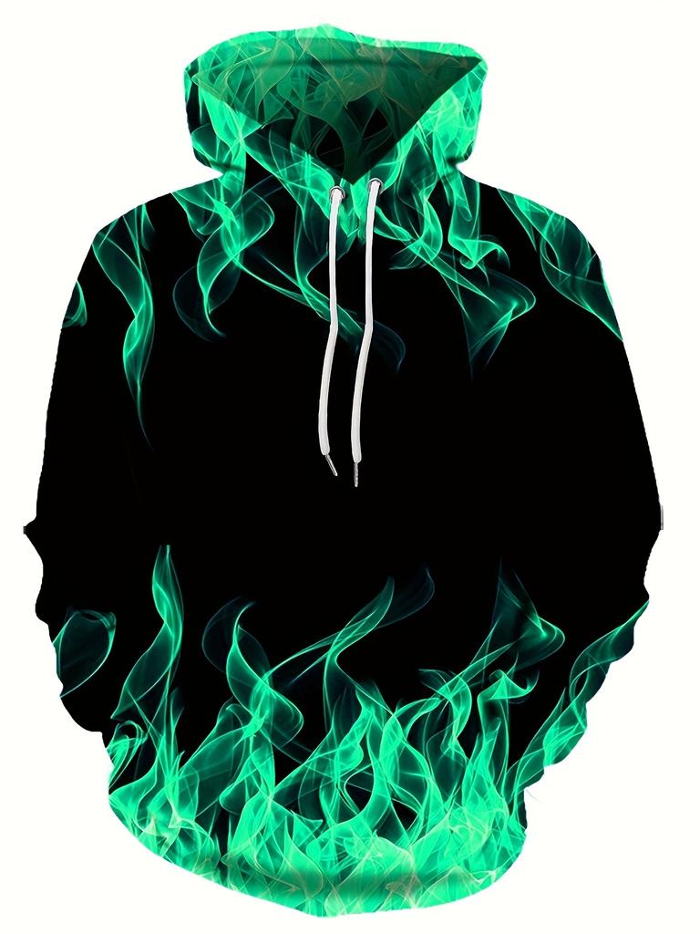 Creative Flame 3D Print Hoodie, Cool Hoodies Child Spring Autumn Pullover Hooded Sweatshirt,Oversized Harajuku Y2k Clothes