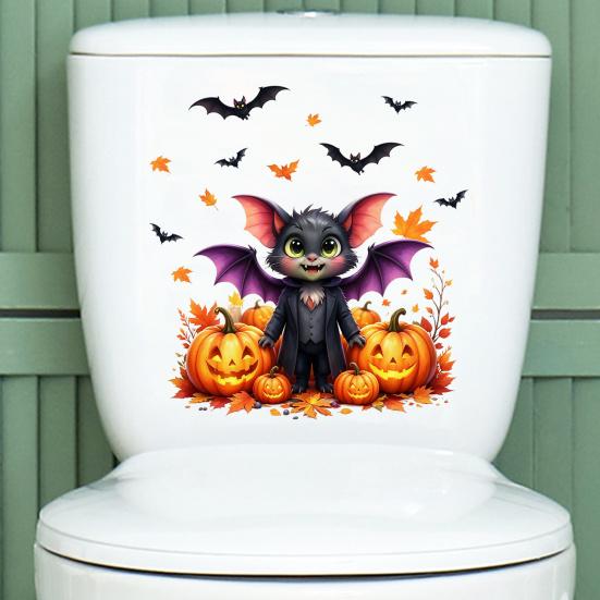 Halloween Toilet Decals Cute In Suit Cartoon Bat