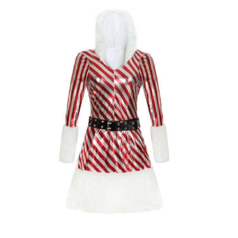 Women Dresses Christms Adult Miss Candy Cane Costume Holiday Cosplay Parties