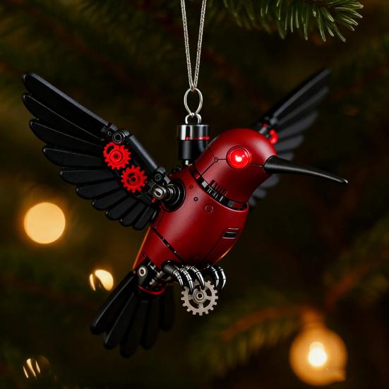 Colorful Hummingbird Christmas Ornament Xmas Tree Car Rearview Mirror Acrylic Hanging Bird Shape Decoration Holiday Party Pendant