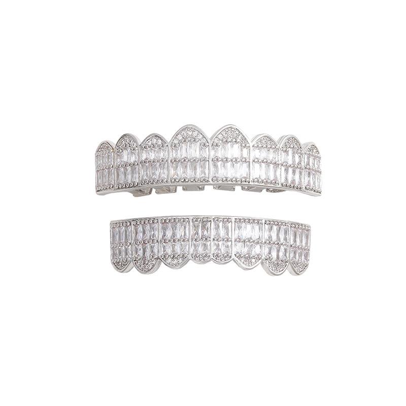 18K Gold-Plated Zircon-Inlaid Vampire Dentures - Hip-Hop Jewelry Accessory