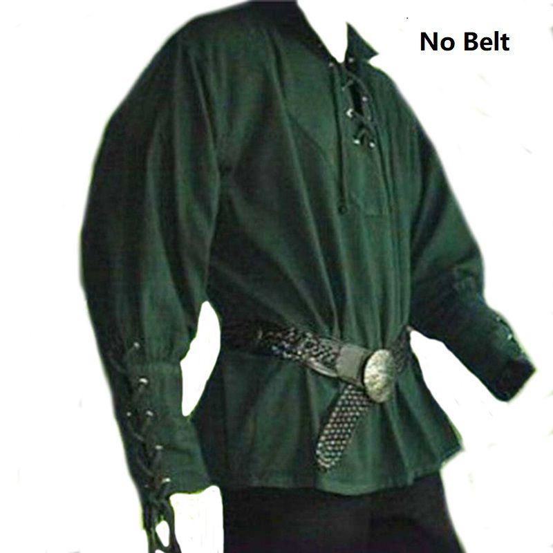 Średniowieczny Renesansowy Męski Top Rycerski ze Stójką, Sznurowana Koszulka Kostium na Stylowy Cosplay