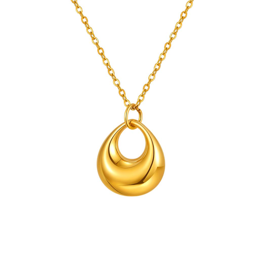 Fashion Jewelry Accessories, Stainless Steel Geometric Gold Pendant Necklace Women 2119