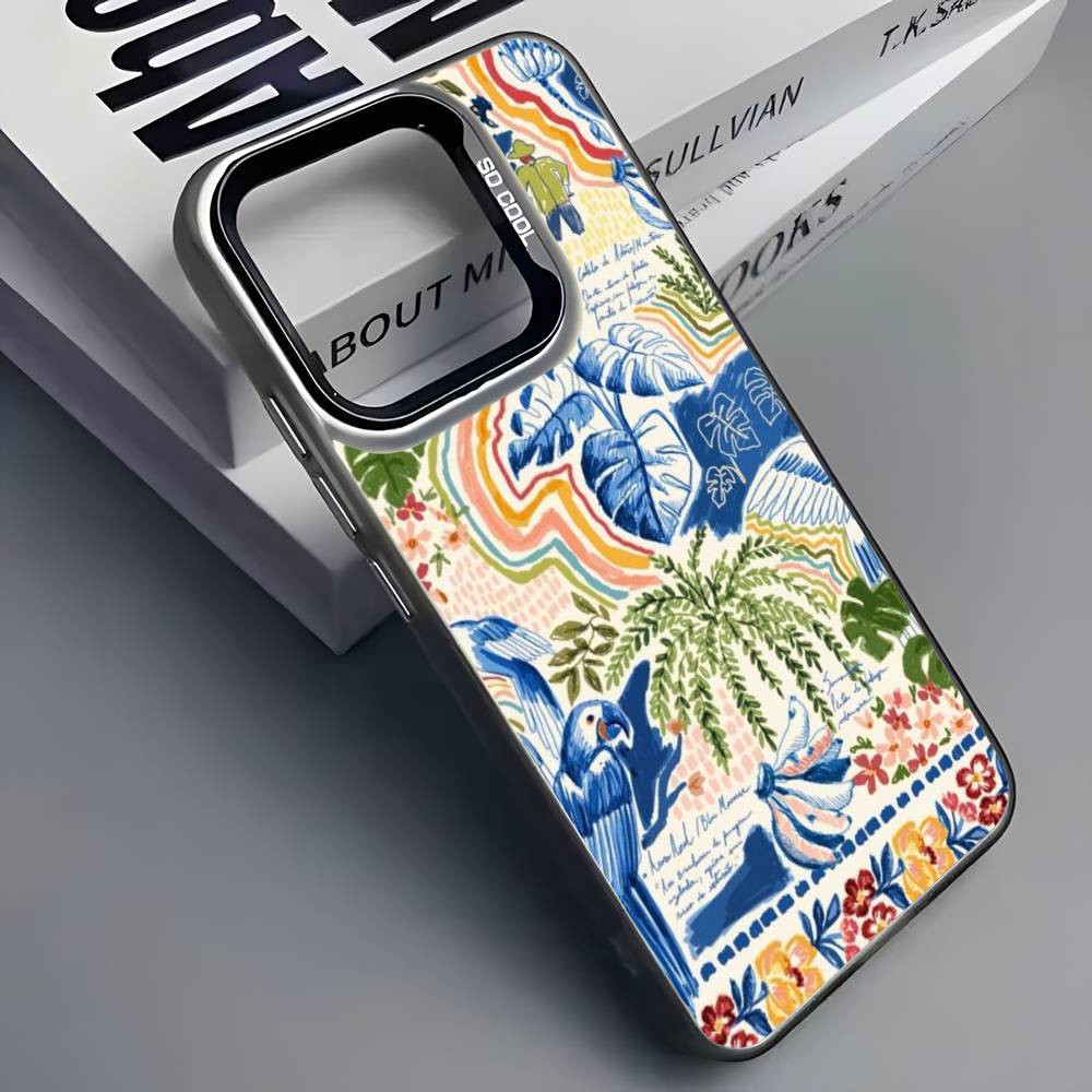 

Luxury Flower Design Phone Case For iPhone 16 15 14 13 12 11 Pro Max Grey Black Matte Laser Metallic Aurora Funda iPhone15pro