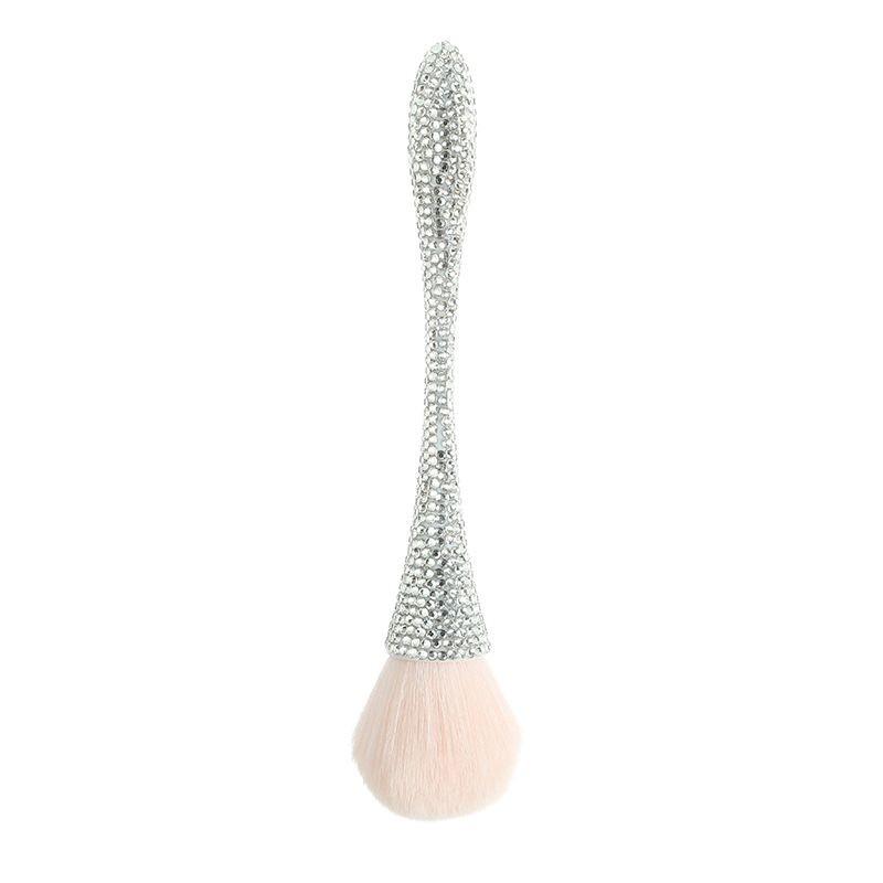 Portable Slim Waist Rhinestone Makeup Brush with Nylon Bristles